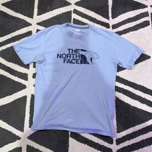 North face, light blue, medium, large logo on front, T-shirt